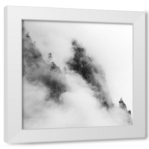 Foggy Mountain White Modern Wood Framed Art Print by Chengming