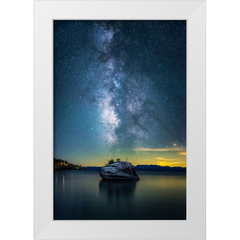 Bonsai Rock Milky Way White Modern Wood Framed Art Print by Chen, Jiong