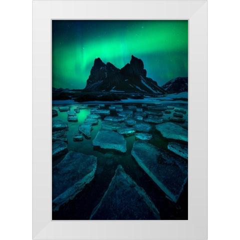 Icy Eystrahorn White Modern Wood Framed Art Print by Kuric EP, Marian