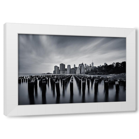 NYC White Modern Wood Framed Art Print by Jubic, Srecko