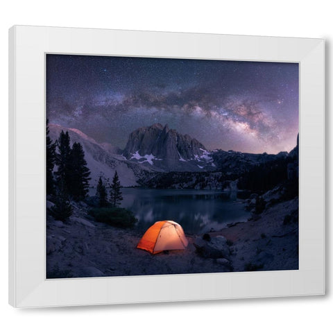 A Starry Night White Modern Wood Framed Art Print by De, Pritam