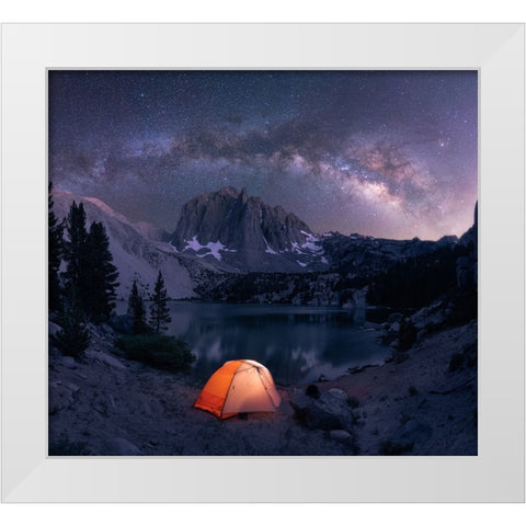 A Starry Night White Modern Wood Framed Art Print by De, Pritam
