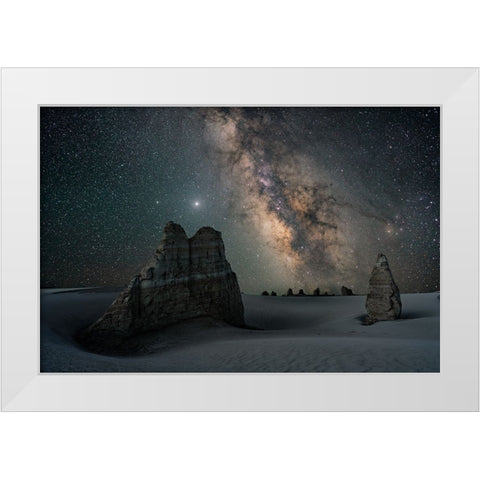 Stardust White Modern Wood Framed Art Print by Cui, Yuan