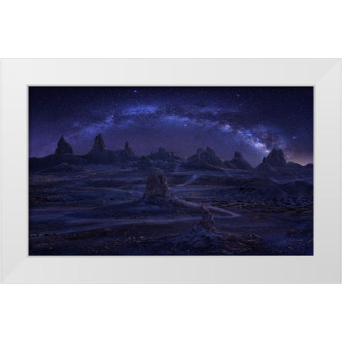 Milky Way Over The Magic Land White Modern Wood Framed Art Print by Zhang, Anna