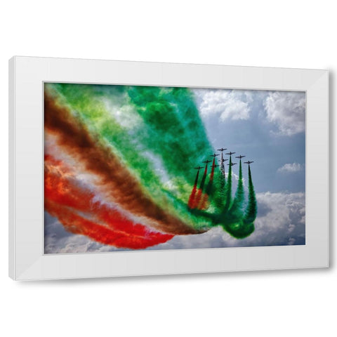 Frecce Tricolori White Modern Wood Framed Art Print by Vizzari, Giuseppe