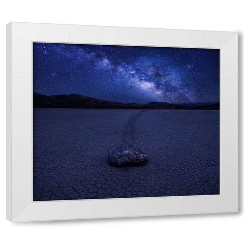 Milky Way Over The Racetrack White Modern Wood Framed Art Print by Zhang, Anna