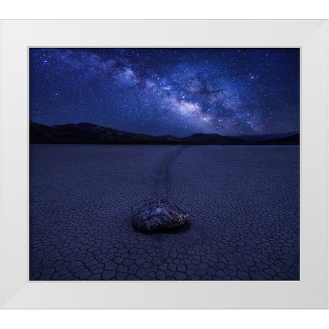 Milky Way Over The Racetrack White Modern Wood Framed Art Print by Zhang, Anna