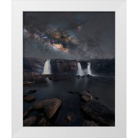 Athirapally White Modern Wood Framed Art Print by Chander, Vikas
