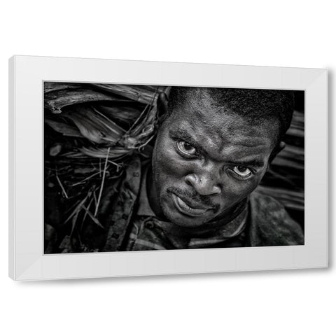Ethiopian Carrying Pieces Of Wood. White Modern Wood Framed Art Print by Inazio Kuesta, Joxe