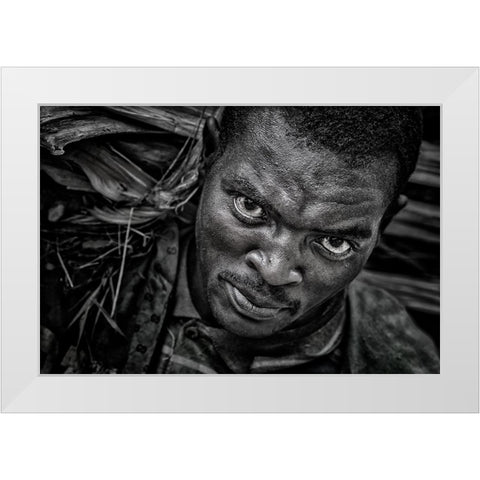Ethiopian Carrying Pieces Of Wood. White Modern Wood Framed Art Print by Inazio Kuesta, Joxe