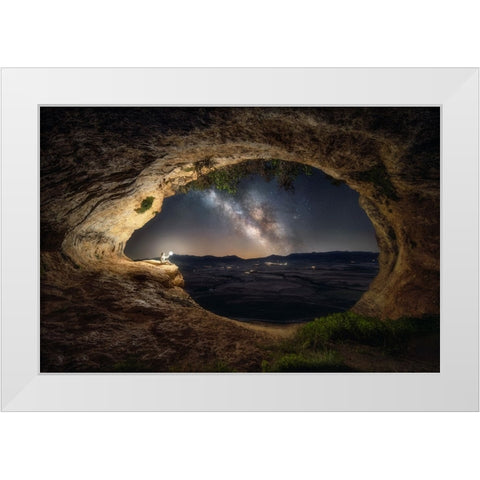 Caves Of Zaen I White Modern Wood Framed Art Print by Lopez, Bartolome