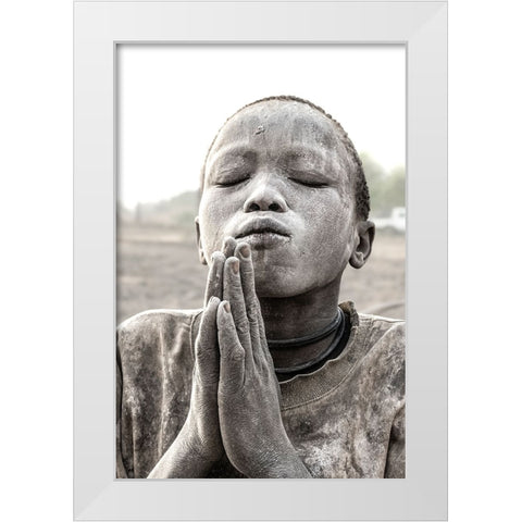 Praying White Modern Wood Framed Art Print by Molina, Elena