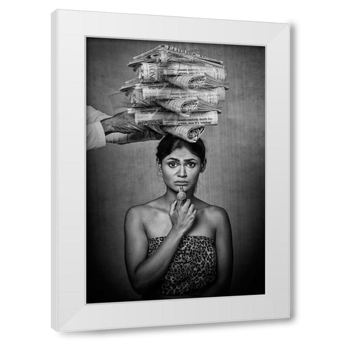 Pressure Of Media White Modern Wood Framed Art Print by Bhattacharyya, Partha