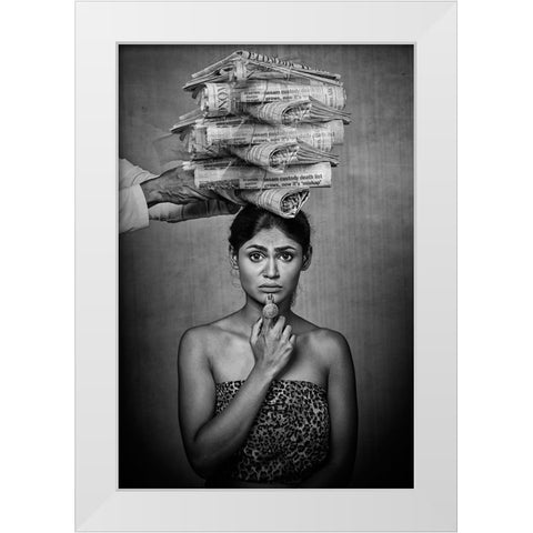Pressure Of Media White Modern Wood Framed Art Print by Bhattacharyya, Partha