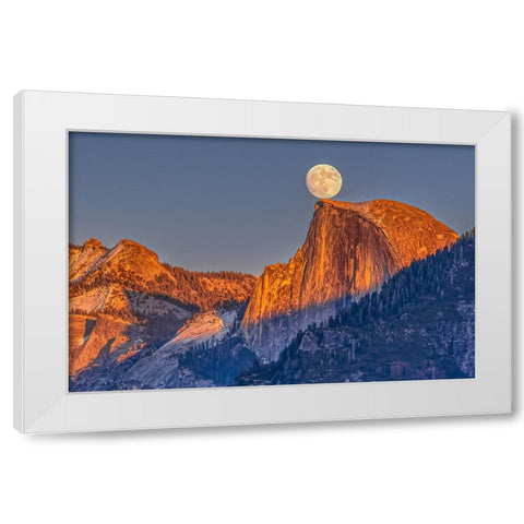 Moonrise Over Half Dome White Modern Wood Framed Art Print by Lin, Ning