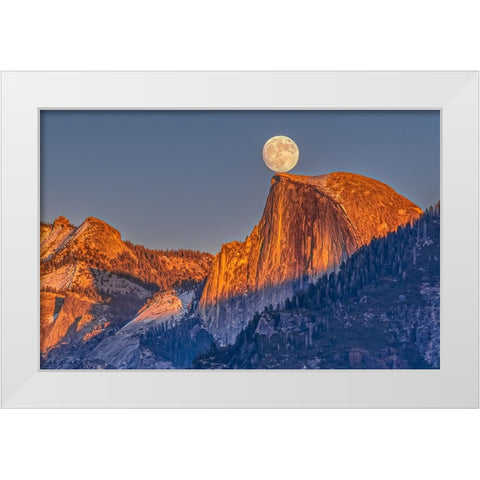 Moonrise Over Half Dome White Modern Wood Framed Art Print by Lin, Ning