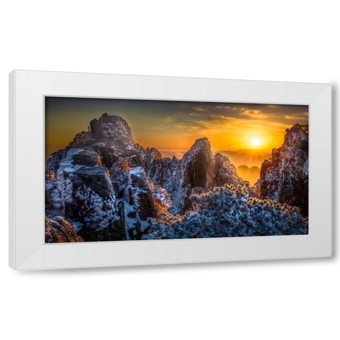 The Yellow Mountain White Modern Wood Framed Art Print by Lim, Jack