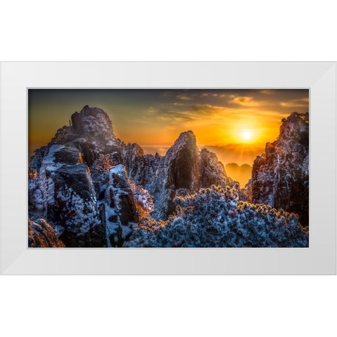 The Yellow Mountain White Modern Wood Framed Art Print by Lim, Jack