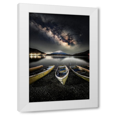 Milky Way on the Fuji White Modern Wood Framed Art Print by Suzuki, Daiki