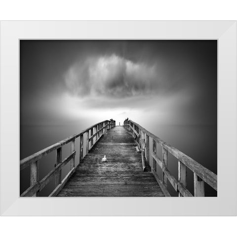 Ancient Pier Of Sassnitz White Modern Wood Framed Art Print by Winkler, Jens