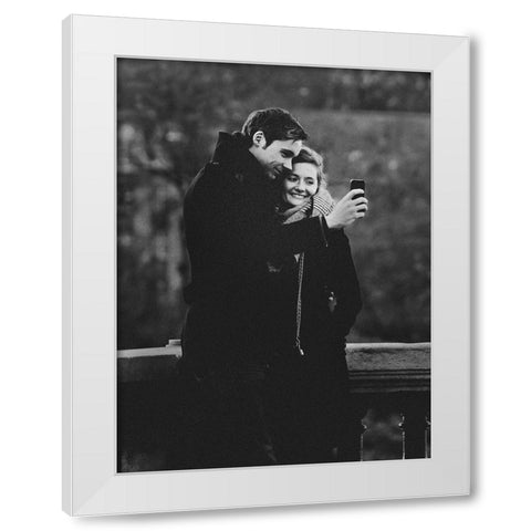 Couple Selfie White Modern Wood Framed Art Print by Yamamoto, Eiji