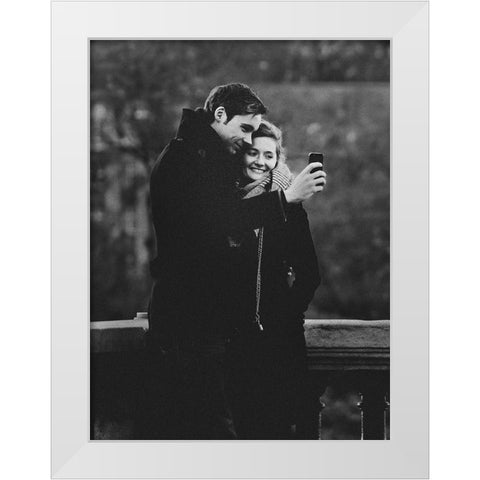 Couple Selfie White Modern Wood Framed Art Print by Yamamoto, Eiji
