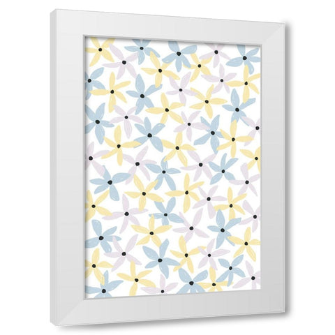 Playful Flowers White Modern Wood Framed Art Print by Uplusmestudio