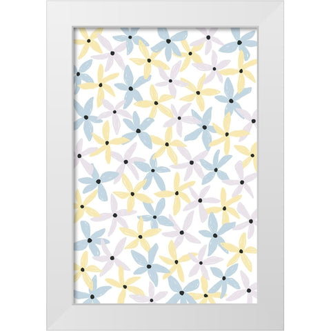 Playful Flowers White Modern Wood Framed Art Print by Uplusmestudio