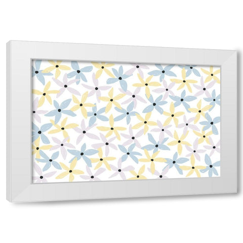 Playful Flowers White Modern Wood Framed Art Print by Uplusmestudio
