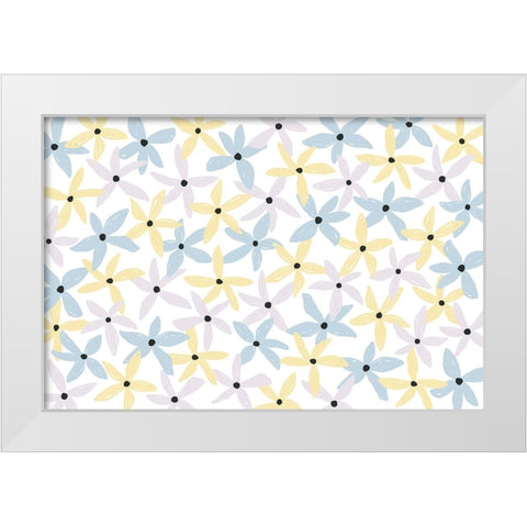 Playful Flowers White Modern Wood Framed Art Print by Uplusmestudio