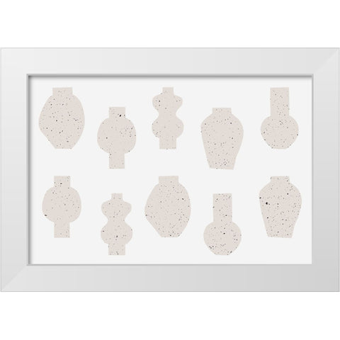 Abstract Vases Beige White Modern Wood Framed Art Print by Uplusmestudio