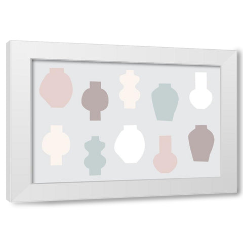 Abstract Vases Pastel White Modern Wood Framed Art Print by Uplusmestudio