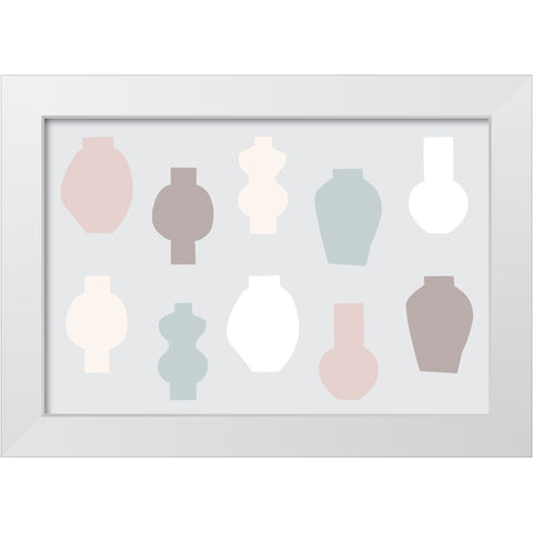 Abstract Vases Pastel White Modern Wood Framed Art Print by Uplusmestudio
