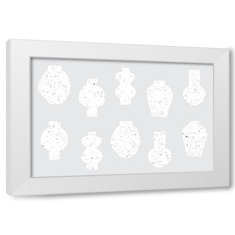 Abstract Vases White White Modern Wood Framed Art Print by Uplusmestudio