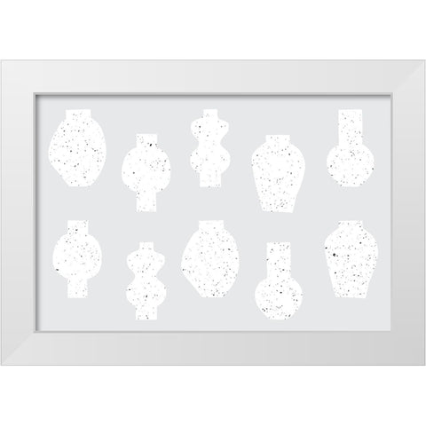 Abstract Vases White White Modern Wood Framed Art Print by Uplusmestudio