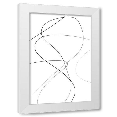 Loose Lines White Modern Wood Framed Art Print by Uplusmestudio