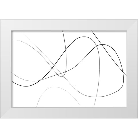 Loose Lines White Modern Wood Framed Art Print by Uplusmestudio