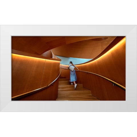 Stairs 2 White Modern Wood Framed Art Print by Zhou, Steven