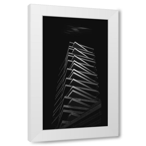 Zigzag White Modern Wood Framed Art Print by And Hongchao, Gu