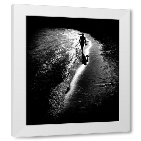 Follow The Light White Modern Wood Framed Art Print by Momanu, Mirela