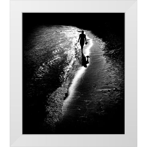 Follow The Light White Modern Wood Framed Art Print by Momanu, Mirela
