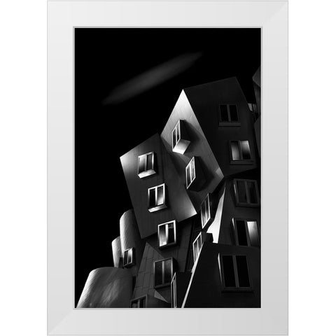 Stata Center White Modern Wood Framed Art Print by Thwaits, Yun