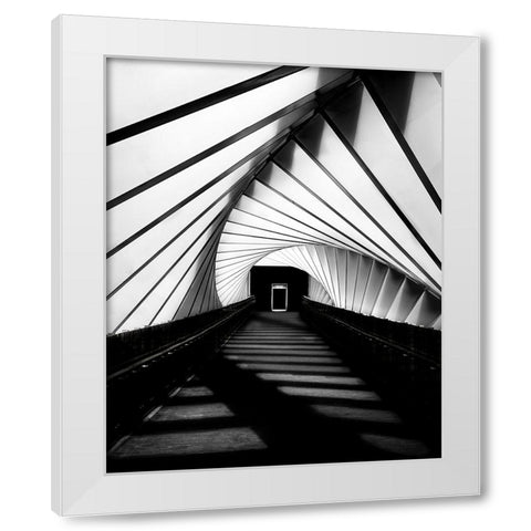 Twisted Shadows White Modern Wood Framed Art Print by Jamal, Khalid