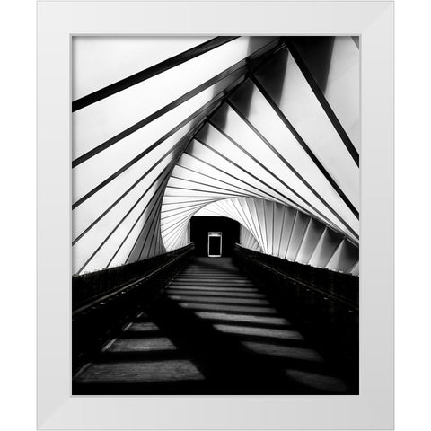 Twisted Shadows White Modern Wood Framed Art Print by Jamal, Khalid
