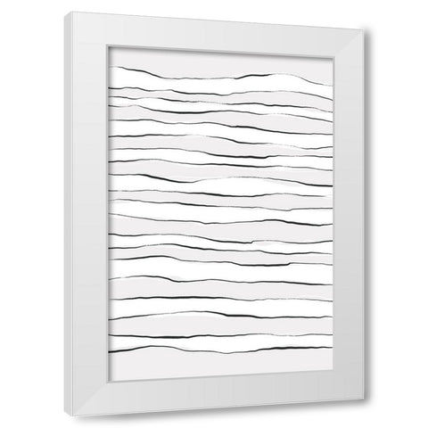 Line On Line White Modern Wood Framed Art Print by Uplusmestudio