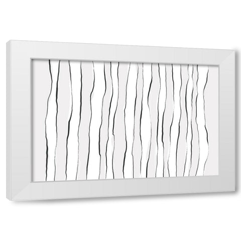 Line On Line White Modern Wood Framed Art Print by Uplusmestudio
