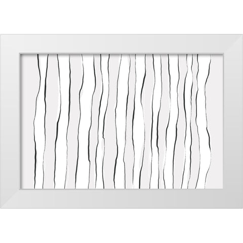 Line On Line White Modern Wood Framed Art Print by Uplusmestudio