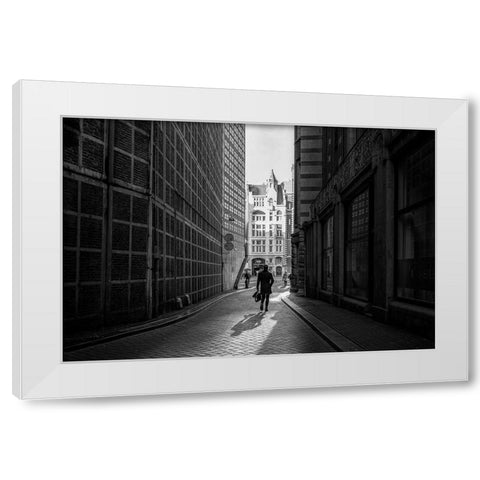 To The Office White Modern Wood Framed Art Print by Koer, Jaap