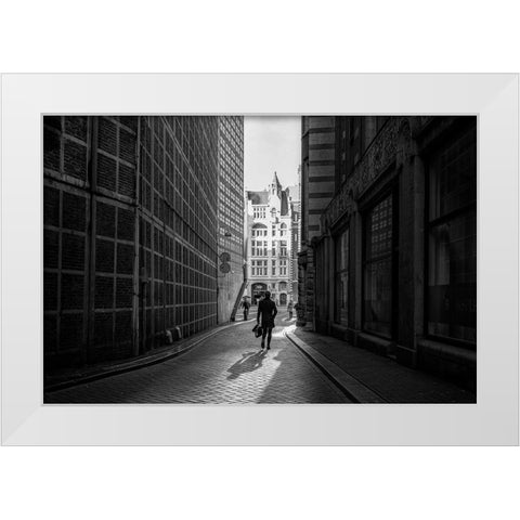 To The Office White Modern Wood Framed Art Print by Koer, Jaap
