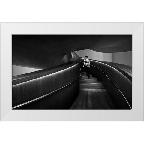 Stairs 7 White Modern Wood Framed Art Print by Zhou, Steven